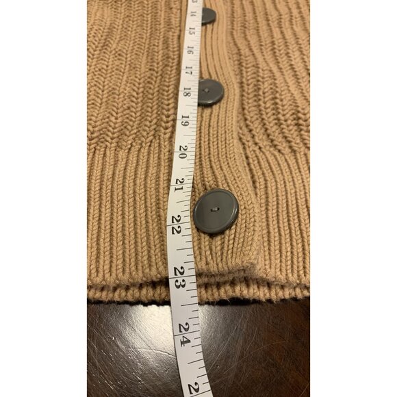 Banana Republic M Heavy Rib Knit Cotton Sweater Tan Minimalist Winter - Picture 6 of 8